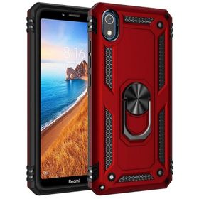 Smcase Xiaomi Redmi 7A Vega Yüzüklü Tank Kapak Kırmızı Cep Telefonu Kılıfı