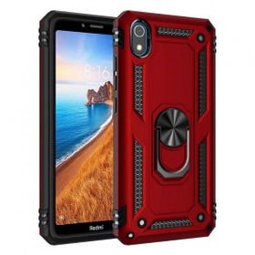 Smcase Xiaomi Redmi 7A Vega Yüzüklü Tank Kapak Kırmızı Cep Telefonu Kılıfı