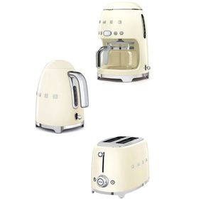 SMEG 50's Style Krem Kettle - 1x2 Ekmek Kızartma Makinesi ve Filtre Kahve Makine Seti