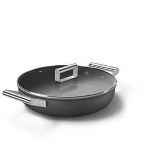 Smeg 8017709296797 Cookware 50'S Style Siyah Cam Kapaklı 28 cm Pilav Tenceresi