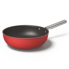 Smeg Çelik 30 cm Kırmızı Wok Tava