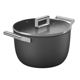 Smeg HBCV00000QIDRM Cookware 50'S Style Siyah Cam Kapaklı 26 cm Tencere