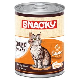 Snacky Sos İçinde Somonlu Parça Etli 400 gr Kısırlaştırılmış Kedi Konservesi