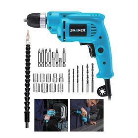 Snaiker S-1 450 W 10 mm Bakır Sargılı Darbesiz Mavi Vidalama 24 Parça Matkap