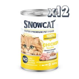 Snow Cat Premium 400 gr 12 Adet Parça Etli Tavuklu Kedi Konservesi