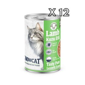 Snow Cat Premium 400 gr 12 Adet Tahılsız Kıyılmış Kuzu Etli Kedi Konservesi