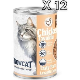 Snow Cat Premium 400 gr 12 Adet Tahılsız Kıyılmış Tavuk Etli Kedi Konservesi