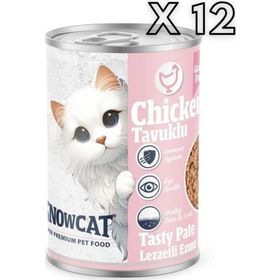 Snow Cat Premium 400 gr 12 Adet Tahılsız Kıyılmış Tavuk Etli Yavru Kedi Konservesi