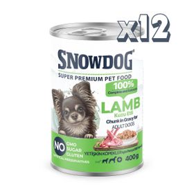 Snow Dog Premium 400 gr 12 Adet Parça Etli Kuzulu Köpek Konservesi