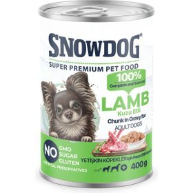 Snow Dog Premium 400 gr 12 Adet Parça Etli Kuzulu Köpek Konservesi