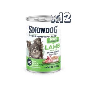 Snow Dog Premium 400 gr 12 Adet Parça Etli Kuzulu Köpek Konservesi