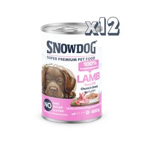 Snow Dog Premium 400 gr 12 Adet Parça Etli Kuzulu Yavru Köpek Konservesi