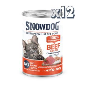 Snow Dog Premium 400 gr 12 Adet Parça Etli Sığırlı Köpek Konservesi