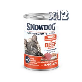 Snow Dog Premium 400 gr 12 Adet Parça Etli Sığırlı Köpek Konservesi