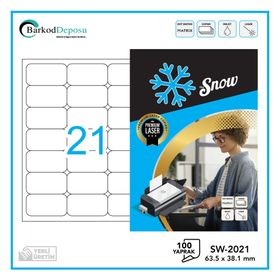 Snow SW-2021 63.5X38.1 mm A4 Lazer Etiket