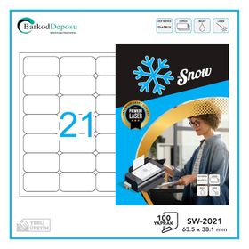 Snow SW-2021 63.5X38.1 mm A4 Lazer Etiket