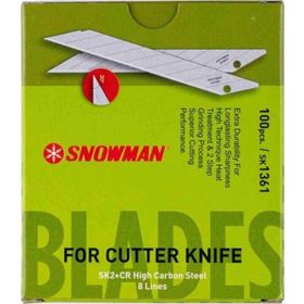 Snowman SK2+CR4 Çelik 100 Adet 30 Derece Açılı Dar Maket Bıçağı Yedeği