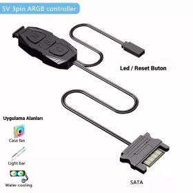 Snt Energy SNT AR-01 ARGB Kontrolcü Controller Denetleyici 5v 3pin SATA Güç Beslemeli 1 Port
