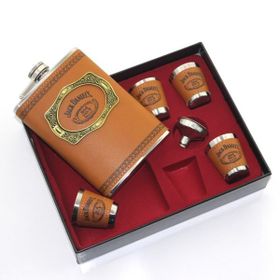 Sobepy ALK34 4 Shot Bardaklı Derili 9 Oz 266 ml Matara