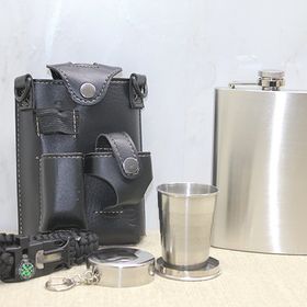 Sobepy ALK3913 Deri Kılıflı Shot Bardaklı Matara