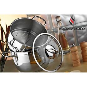 Sofram Atlas 24 cm 3 Parça Buharda Gümüş Pişirme Tencere Seti