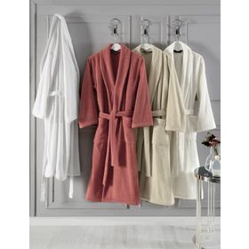 Soft Ekru Cotton Micro Bornoz