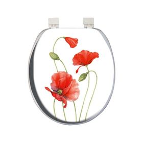 Softy Kırmızı Çiçek Classic Desenli Yumuşak Klozet Kapağı