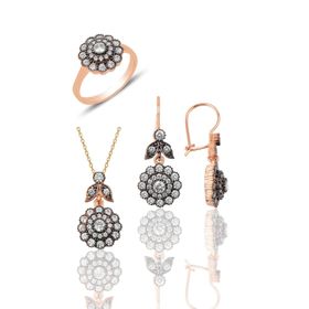 Söğütlü Silver 14 SGTL9873 Gümüş Elmas Möntürlü Üçlü Set