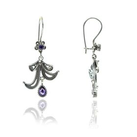 Söğütlü Silver Ametist Taşlı Telkari Küpe