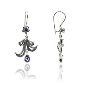 Söğütlü Silver Ametist Taşlı Telkari Küpe