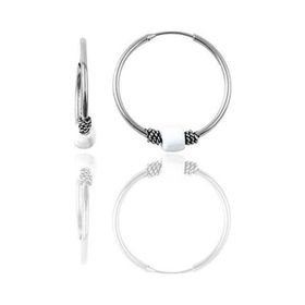 Söğütlü Silver Gümüş 12 mm Mini Beyaz Taşlı Halka Küpe