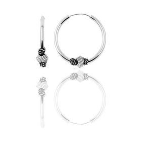 Söğütlü Silver Gümüş 12 mm Mini İşlemeli Halka Küpe