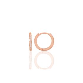 Söğütlü Silver Gümüş 14 mm Rose Zirkon Taşlı Tamtur Halka Küpe