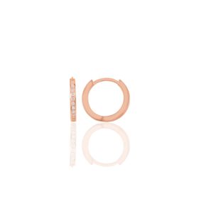 Söğütlü Silver Gümüş 14 mm Rose Zirkon Taşlı Tamtur Halka Küpe