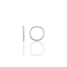 Söğütlü Silver Gümüş 17 mm Rodyumlu Zirkon Taşlı Tamtur Halka Küpe