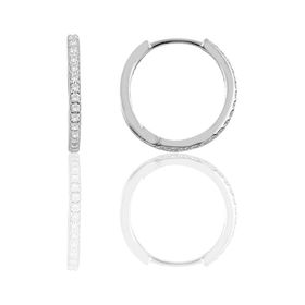 Söğütlü Silver Gümüş 17 mm Rodyumlu Zirkon Taşlı Tamtur Halka Küpe