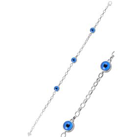 Söğütlü Silver Gümüş 7,5 mm Büyüklüğünde Çift Taraflı Cam Göz Bileklik