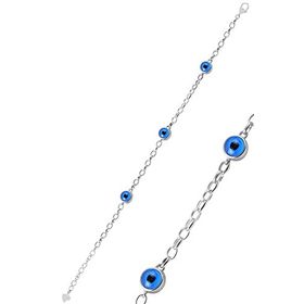 Söğütlü Silver Gümüş 7,5 mm Büyüklüğünde Çift Taraflı Cam Göz Bileklik