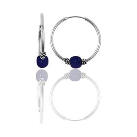 Söğütlü Silver Gümüş Altın Yaldızlı 12 mm Mini Çivit Mavisi Halka Küpe