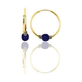 Söğütlü Silver Gümüş Altın Yaldızlı 12 mm Mini Çivit Mavisi Halka Küpe