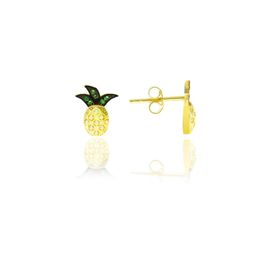 Söğütlü Silver Gümüş Altın Yaldızlı Zirkon Taşlı Ananas Küpe