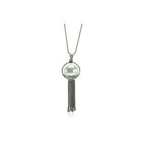 Söğütlü Silver Gümüş Incili Püsküllü Otantik Kolye