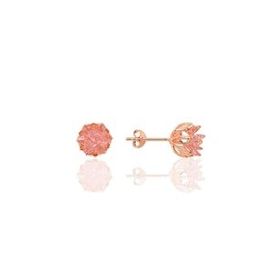 Söğütlü Silver Gümüş Lotus Çiçeği Pembe Taşlı Küpe