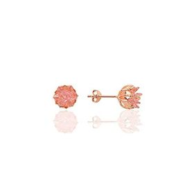 Söğütlü Silver Gümüş Lotus Çiçeği Pembe Taşlı Küpe