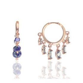 Söğütlü Silver Gümüş Mavi Mistik Topaz Taşlı Küçük Shakira Küpe