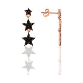 Söğütlü Silver Gümüş Onix Taşlı Kayan Yıldız Küpe