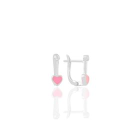 Söğütlü Silver Gümüş Pembe Mineli ve Zirkon Taşlı Kalp Küpe