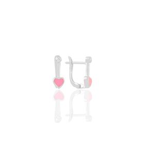 Söğütlü Silver Gümüş Pembe Mineli ve Zirkon Taşlı Kalp Küpe