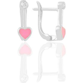 Söğütlü Silver Gümüş Pembe Mineli ve Zirkon Taşlı Kalp Küpe