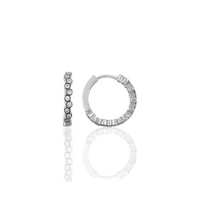 Söğütlü Silver Gümüş Rodyumlu 17 mm Zirkon Sıra Taşlı Halka Küpe